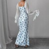 Coolmee Women's Floral Print Bodycon Fishtail Dress Ruched Lantern Long Sleeve Holiday Dresses - 2 of 4