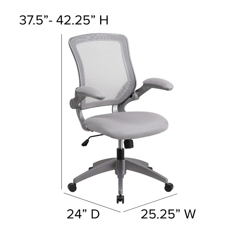 Emma and Oliver Mid-Back Gray Mesh Swivel Ergonomic Task Office Chair with Gray Frame, 4 of 12
