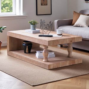 47.2" Wood Coffee Table with Open Shelf - 1 of 4