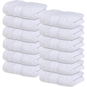 12-Pack Luxury Wash Cloths for Showering, 100% Cotton Soft and Absorbent Face Tow - 1 of 4
