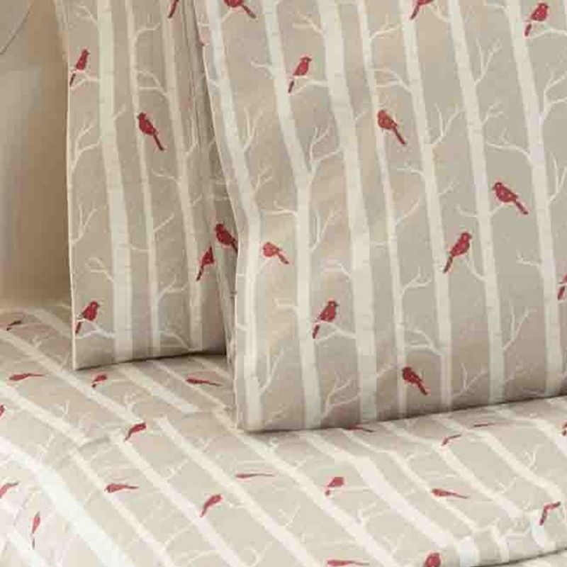 Micro Flannel Shavel Durable & High Quality Luxurious Printed Sheet Set Including Flat Sheet, Fitted Sheet & Pillowcase, Twin - Cardinals, 2 of 4