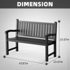 Gulches Outdoor Resin Bench (47.87”L×23.07”W×35.24”H) – Wood-Look Weather-Resistant, 5 Metal Bars, 500LBS Capacity for 2 - 3 of 4