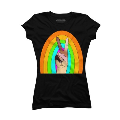 Design By Humans Peace Hand Symbol Stripes By PaperRescueDesigns T-Shirt