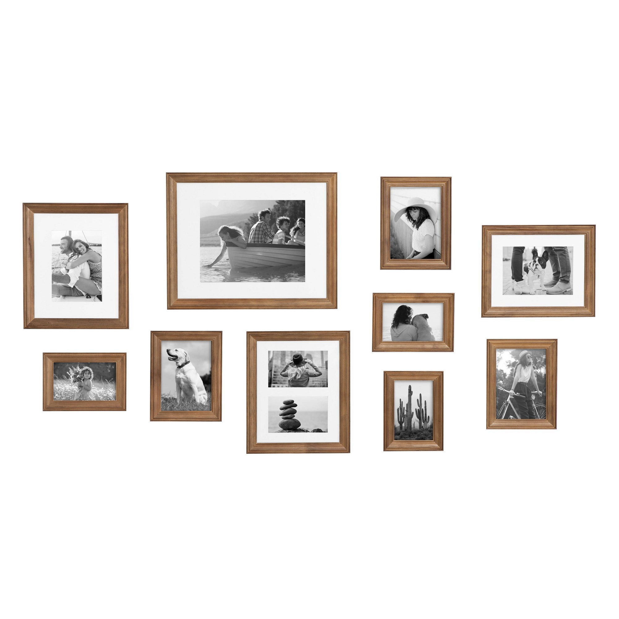 10pc Bordeaux Frame Box Set Natural Brown - Kate & Laurel All Things Decor: Wall Gallery Kit, Multiple Sizes, Wood Frames