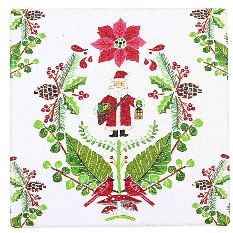 Ganz 4.0 Inch Holiday Icon Coaster Set Santa Deer Snowman Cardinal Coasters, 3 of 6