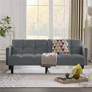 RISOKEYS 75.5" Oversized Velvet Futon Sofa - High-Resiliency Memory Foam, Convertible 3-Seater Couch with Split Back for Living Room - 1 of 4