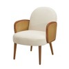 28.35" Velvet Mid-Century Accent Chair with Rattan Armrests and Rubberwood Legs - 4 of 4
