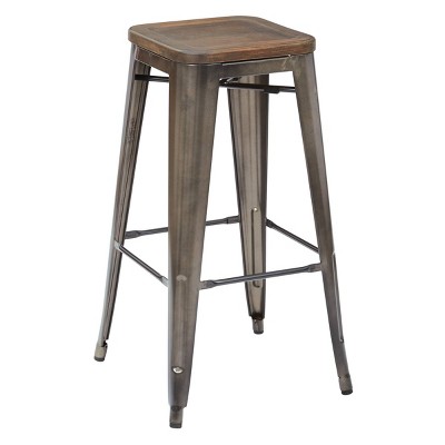 Set of 4 30" Indio Steel Barstools Walnut - OSP Home Furnishings