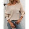 Womens Waffle Knit Tops Oversized Long Sleeve Crewneck Shirts Business Casual Blouses Basic Shirts - 2 of 4