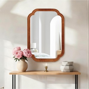 Racxily 20" x 30" Solid Wood Frame Rounded Corner Decorative Mirror, For Bedroom, Bathroom, Living Room, Entryway - 1 of 4