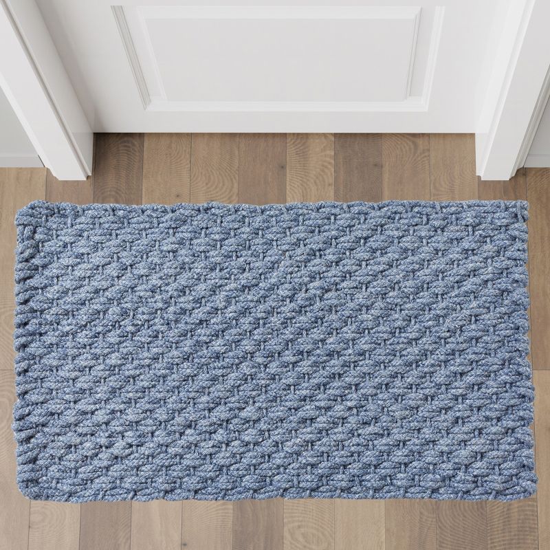 tagltd 1'6"x2'6" Handwoven Doormat Blue Solid Rectangle Indoor and Outdoor Polypropylene Door Welcome Mat Blue, 3 of 4