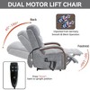 Kumasinova Power Chenille Lift Recliner Chair with Massage & Heat, Electric Dual Motor Recliner, Accent Chair with Wood Armrests, Side Pockets - 3 of 4