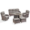 Gymojoy 6 Pieces Outdoor 6 Inch Sofa Swivel Chair Ottoman with Fire Pit Table - 3 of 4