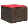 vidaXL Patio Sofa Set with Cushions Sectional Stools 2 Piece Poly Rattan Acacia - Brown - 4 of 4