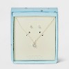 Silver Plated Cubic Zirconia Drop Pendant Necklace and Stud Earring Set 2pc - A New Day™ Silver - 2 of 4