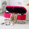 GlasFlength Ottomans and Benches Storage Ottoman Bench Upholstered Tufted Bench Golden Metal Legs for Room, Pink, 48.43"*16.93"*19.69" - 3 of 4