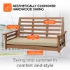 Jack Post Corp 4-Foot Taupe Olefin Cushioned Indonesian Hardwood Swing with Hand-Applied Dark Oil Finish and Hanging Chains, Brown - 4 of 4