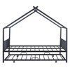 Full-Size Metal Frame House Bed with Included Twin Size Trundle Drawer - 3 of 4
