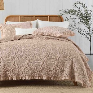 BAGOKIE Ruffled Crinkled Texture Quilt Set - 1 of 4