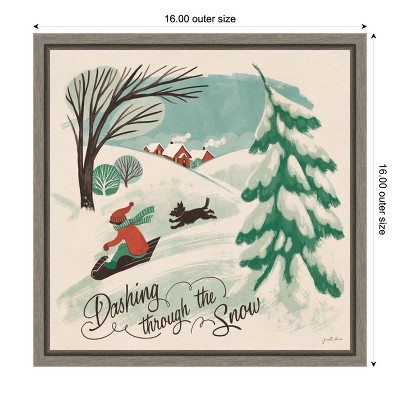 Winter Bliss Sled Dog Canvas Art with Greywash Frame
