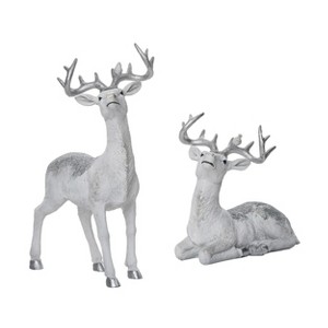 Transpac Resin 10 in. Silver Christmas Glitz Reindeer Decor Set of 2 - 1 of 2