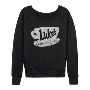 Women's - Gilmore Girls - Lukes Coffee Lightweight French Terry Wide Neck Long Sleeve Graphic Shirt - 1 of 4
