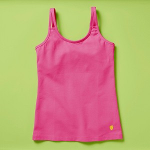 Shell Girls Camisole Pima Cotton Tank Top with Built-In Shelf Bra by Yellowberry,Extra-large, Hot Pink - 1 of 4
