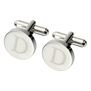Unique Bargains Alphabet Copper Round Men Cuff Links - 1 of 4