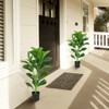 Tangkula 3 FT Artificial Tree Fake Fiddle Leaf Fig Plant in Pot with 32 Leaves Maintenance Free Faux Tree - 3 of 4