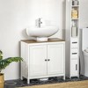 Yukimo 23.5" Antique White Under Sink Cabinet, Pedestal Bathroom Storage with Adjustable Shelf and Double Doors - 2 of 4