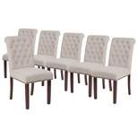 Emma and Oliver 6 PK Upholstered Rolled Back Parsons Chair with Nailhead Trim & Finished Frame with Plastic Floor Glides