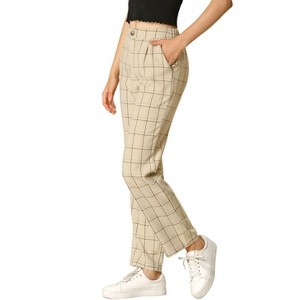 INSPIRE CHIC Women's Plaid Elastic Waist Casual Work Office Long Pants - 1 of 4