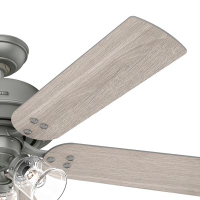 Matte Silver 52" Ceiling Fan with Light Kit and Reversible Blades