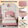 Kids Twin Bed Frame with Corduroy Headboard, Modern Wrap-Around Design, Suitable for Boys and Girls Teenagers - 4 of 4