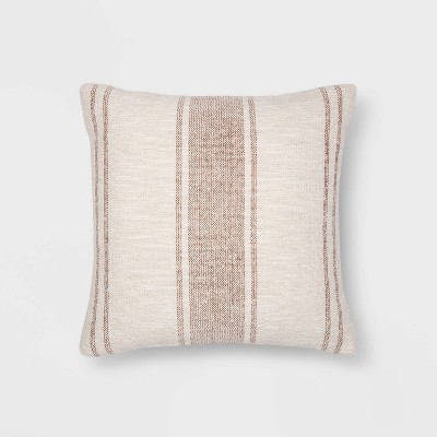 18"x18" Woven Striped Square Throw Pillow Bronze/Cream - Threshold™