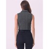 Allegra K Women's Tweed Notched Lapel Vintage Plaid Crop Sleeveless Waistcoat Vest - 4 of 4