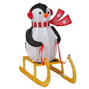 SEVOBAL Inflatable Holiday Decorations 2.2FT Penguin Riding Sleigh Christmas Decorations, Pre-lit Holiday Decor, Multicolored, 26"*13.8"*26.8" - 1 of 4