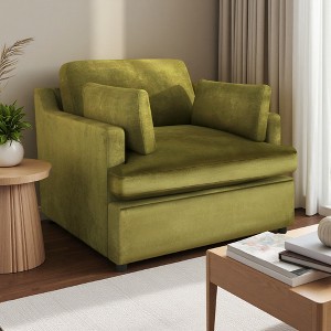 37" Polyester Accent Chair with Oversized Seat and Elegant Angled Design - 1 of 4