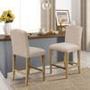 25" Connor Upholstered Counter Height Barstool Tan - Martha Stewart: Bronze Plated, Polyester, Footrest - 3 of 4