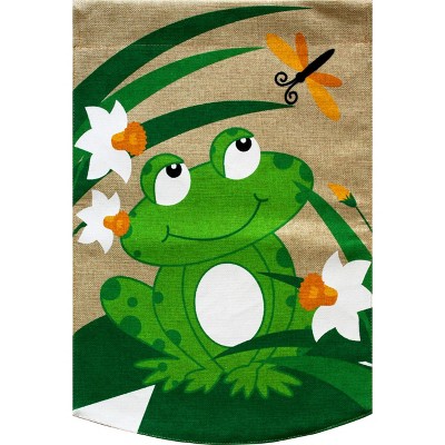 Happy Frog Burlap Summer House Flag 28" x 40" Briarwood Lane