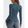 Fashion V Neck Slim Fitted Long Sleeve Crop Tops Y2K Basics Outfits Clothes Women's 2025 Fall - 4 of 4