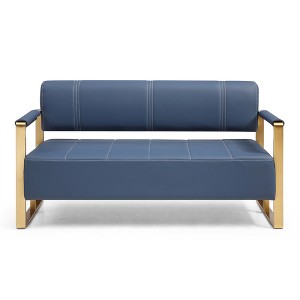Leather Loveseat 2-Seater Sofa Upholstered Couch with Metal Arms - ModernLuxe - 1 of 4