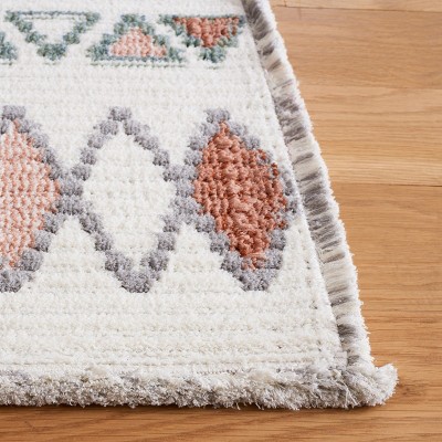 Ivory and Multi Hand-Knotted Square Wool Rug, 6'7"