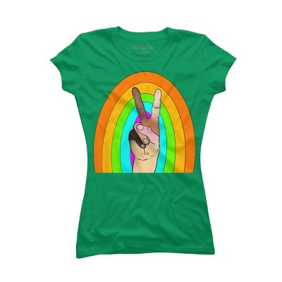 Design By Humans Peace Hand Symbol Stripes By PaperRescueDesigns T-Shirt