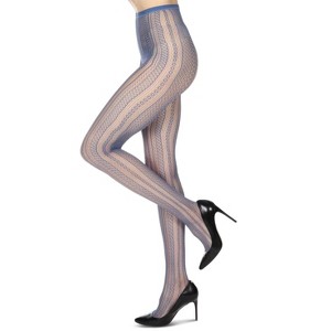 Memoi Women's Optic Spiral Sheer Net Nylon Tights - 1 of 4