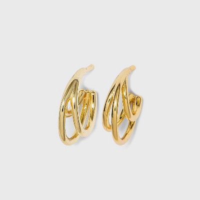 SUGARFIX by BaubleBar 14k Gold Plated Gold Crescent Moon Hoop Earrings - Gold