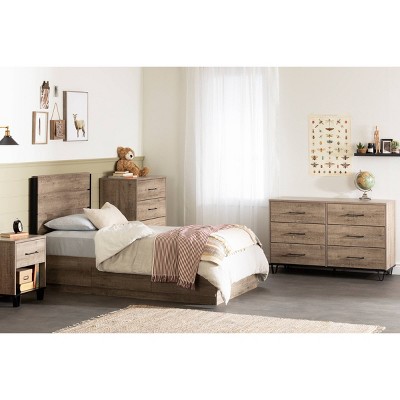 Weathered Oak Farmhouse 4-Drawer Tall Dresser