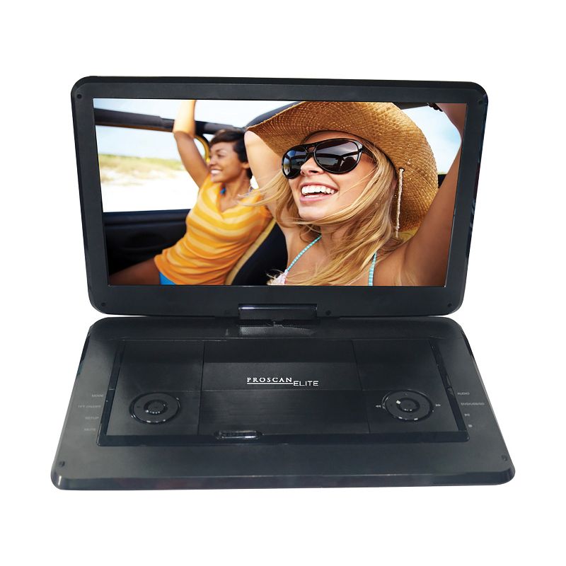 Proscan® Elite 15.6-In. Portable DVD Player with Swivel Screen and Earbuds, PEDVD1566, Black, 2 of 8