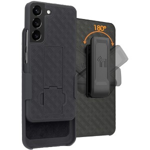 Nakedcellphone Case with Stand and Belt Clip Holster for Samsung Galaxy S22 Plus - Black - 1 of 4
