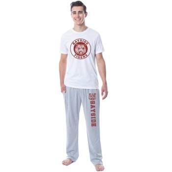 Saved By The Bell Mens' Bayside Tigers Logo Icon Symbol Sleep Pajama Set Multicolored